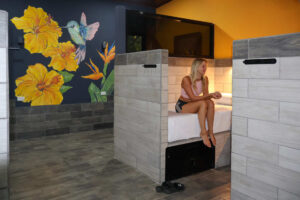 Spacious female dorm with private capsule-style beds at Isla Mujeres dorm in Greengo’s Guatemala
