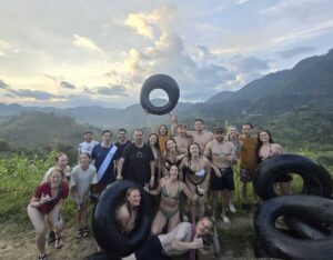Group preparing for Extreme Tubing tour on the Rio Cahabón near Semuc Champey