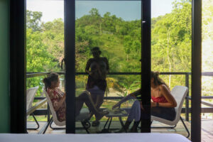 Private balcony with jungle and mountain views outside Nomads rooms at Greengo’s